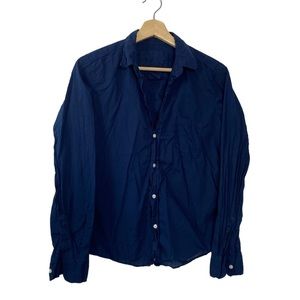 Frank & Eileen Barry Cotton Navy Button Front Shirt